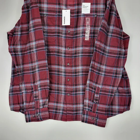 Sonoma Supersoft Flannel Long Sleeve Button Front Shirt Mens 3XL Tall Red Blue - Picture 2 of 8